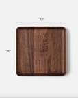 The Ugmonk Valet Tray - Medium is a precision-milled walnut square, 7.5 x 7.5 with unique grain and rounded edges, shown on a white background with measurement lines and labels.