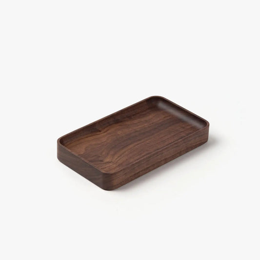 The Ugmonk Valet Tray - Small is a rectangular, shallow tray crafted from dark walnut with a matte finish and rounded corners, shown on a plain white background.